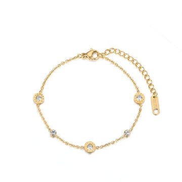 Classic Roman Numerals AAA+ Cubic Zirconia Diamonds Chain & Link Titanium Steel Bracelet - The Jewellery Supermarket